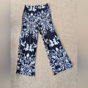 H&M Blue and White Casual Wide-Leg Bottoms